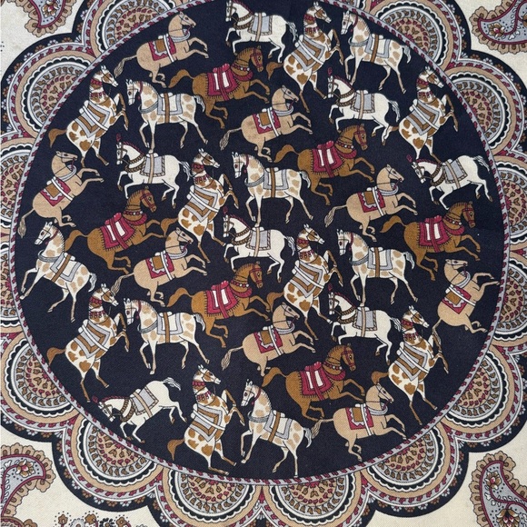 Vintage Salvatore Ferragamo Silk Equestrian And Paisley Themed Scarf 16.5”x16.5” - Picture 7 of 10